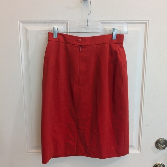 Vintage Escada Vibrant Red Pencil Skirt - Picture 4 of 4
